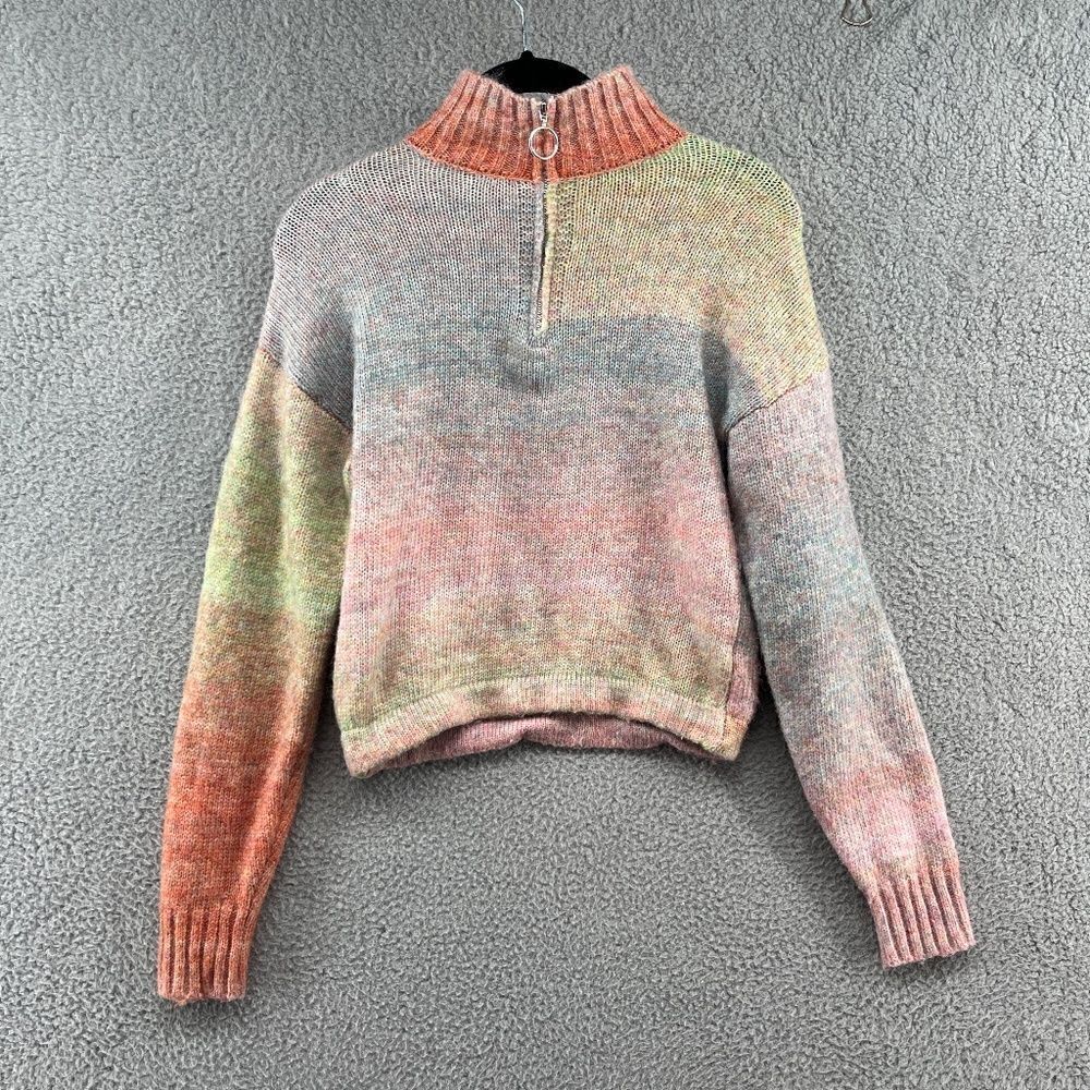 Belle du jour sweater rainbow ombre mock neck quarter zip pullover XS